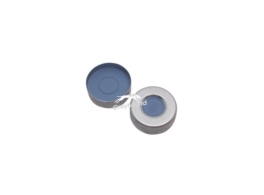 Picture of 20mm Aluminium Crimp Cap Silver, with Pre-fitted Butyl Septa, 3mm, (Shore A 55)